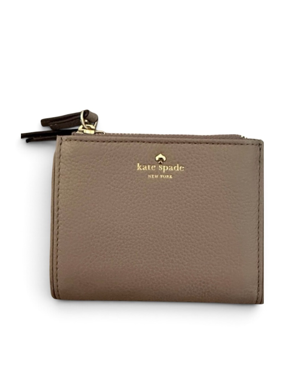 kate spade Taupe Leather Zip Compact Wallet
